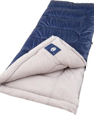 Coleman Brazos 20/30°F Adult Cool-Weather Sleeping Bag with No-Snag Zipper & Stuff Sack, Machine Washable, Great for Camping, Traveling, Guests, & More