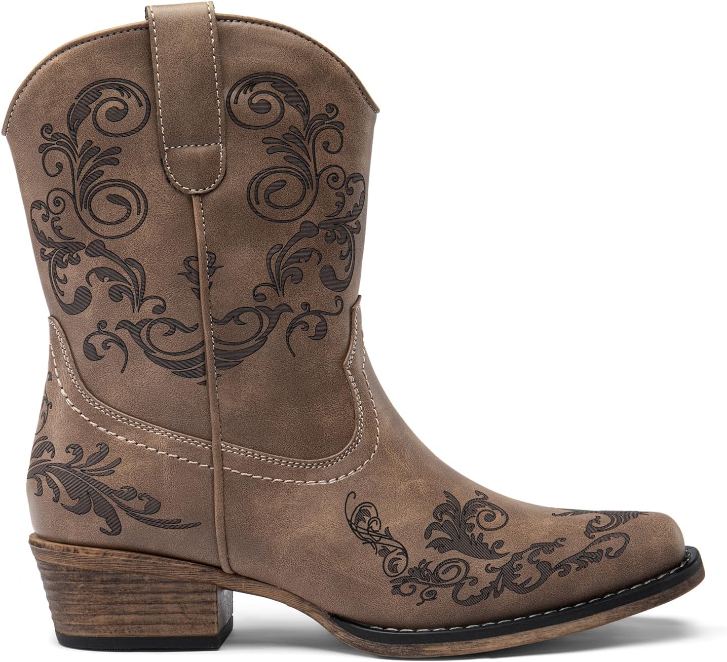 DREAM PAIRS Women's Cowboy Cowgirl Western Ankle Boots Low Chunky Heels Square Toe Fall Short Booties Shoes - Image 2
