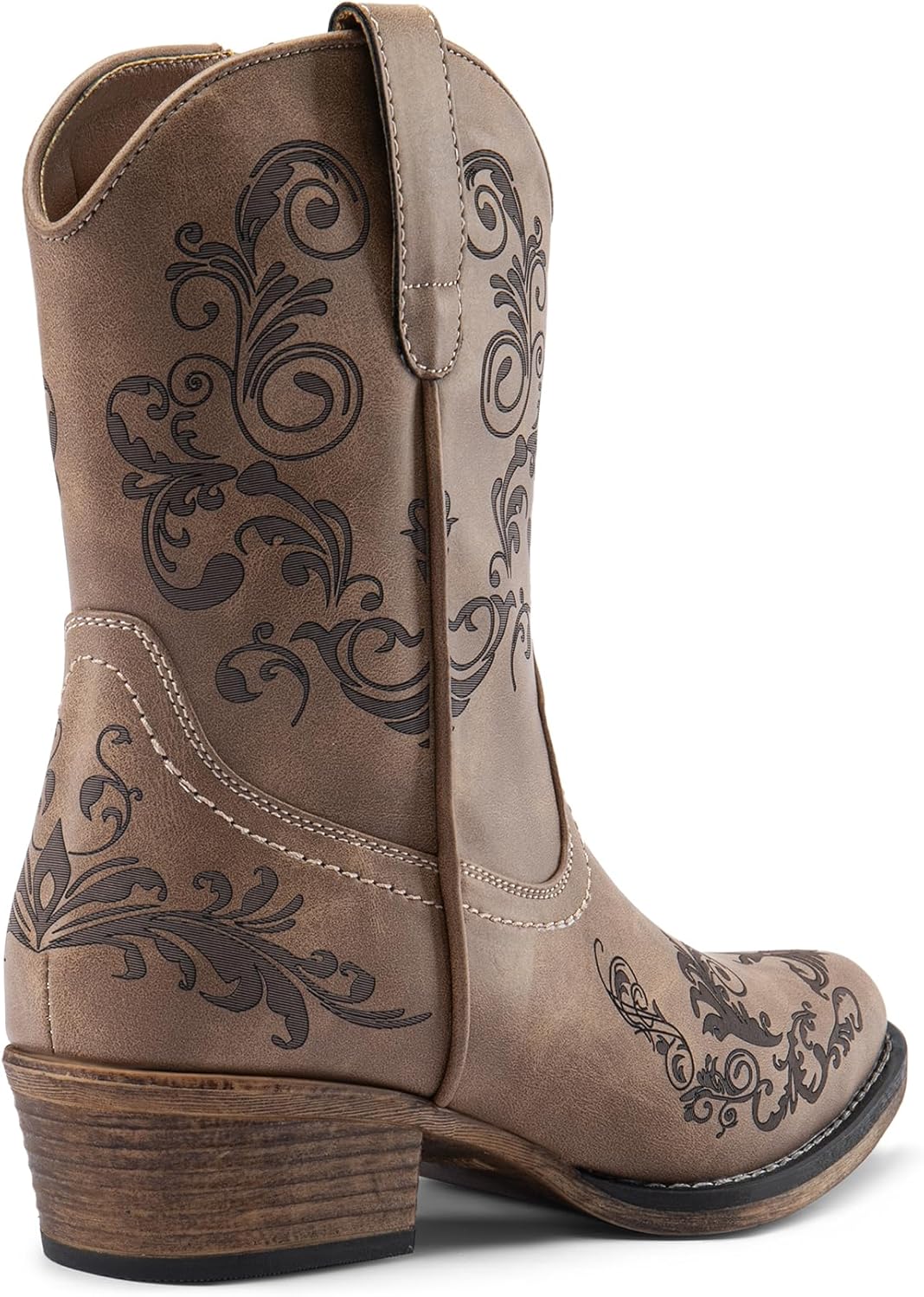 DREAM PAIRS Women's Cowboy Cowgirl Western Ankle Boots Low Chunky Heels Square Toe Fall Short Booties Shoes - Image 3